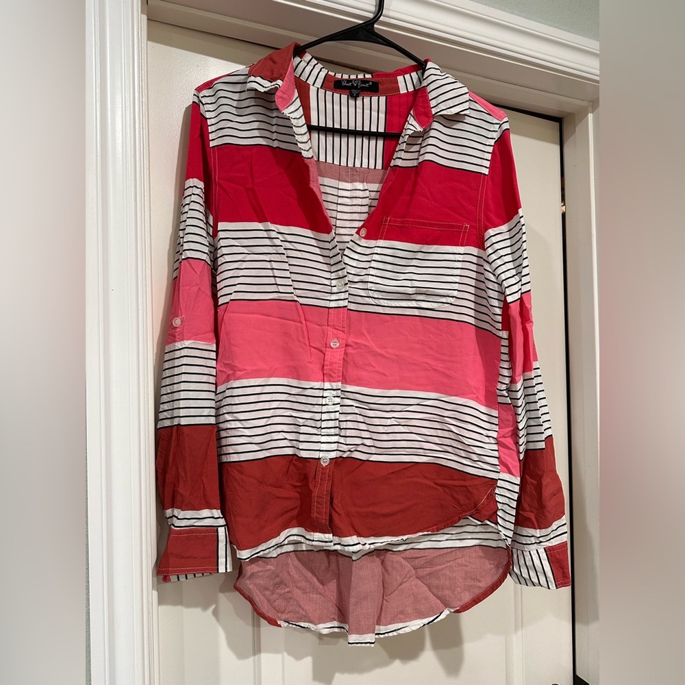 Velvet Heart Red and White Striped Shirt